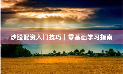 炒股配资入门技巧｜零基础学习指南